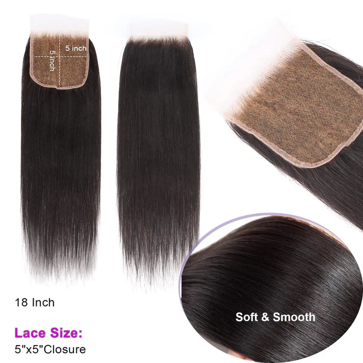 5" x 5" HD Lace Closure #1B Straight & Body Wave