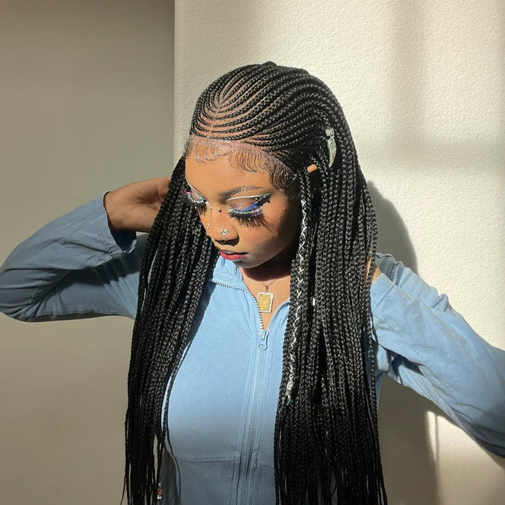 Fulani Braided Neat Braids Lace Front Wig