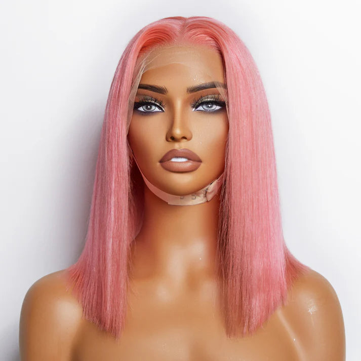 13x4 Lace Frontal Bob Wig Straight #Pink