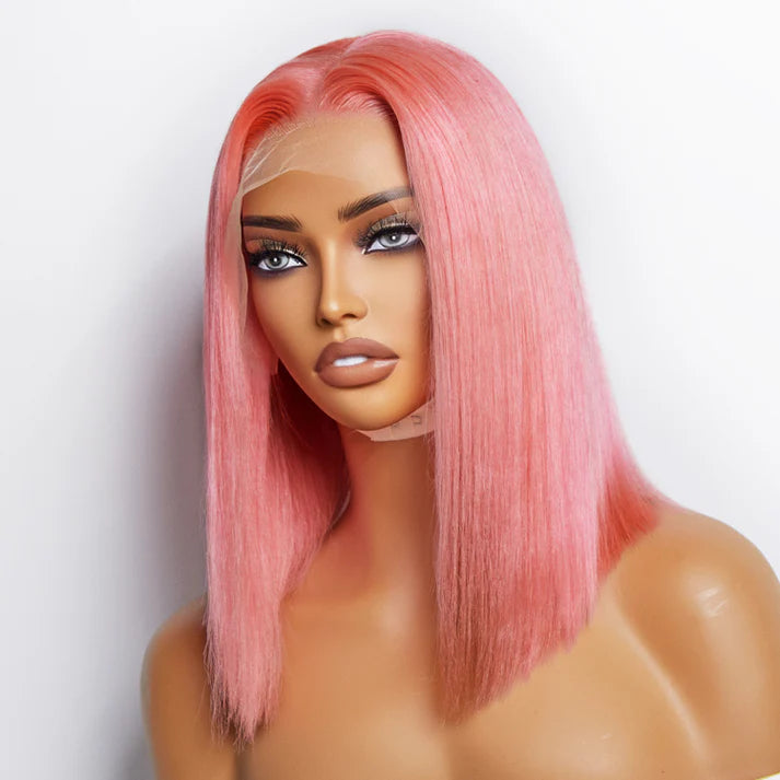 13x4 Lace Frontal Bob Wig Straight #Pink