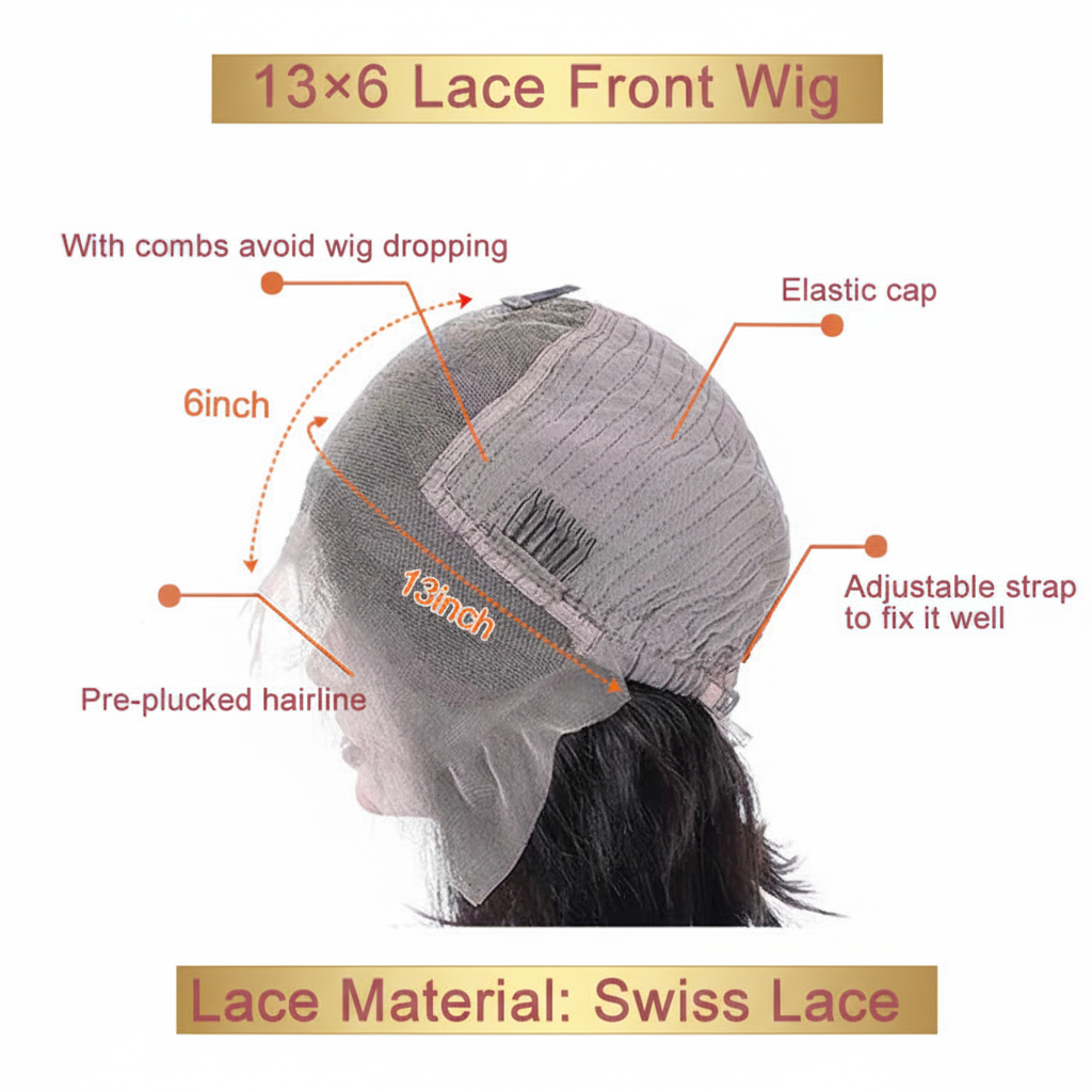 13x6 Lace Front Wig with Pink Labels