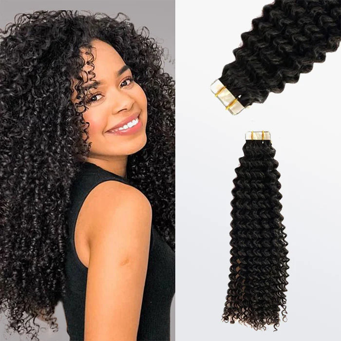 Afro-Textured Tape-In Hair Extensions - 20 Pcs