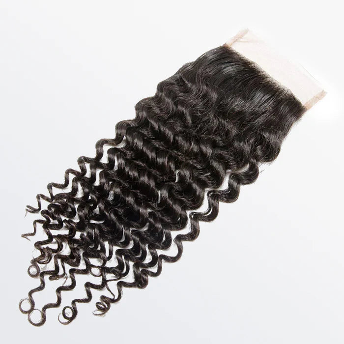 4" x 4" Deep Curly  Lace Closure #1B Natural Black
