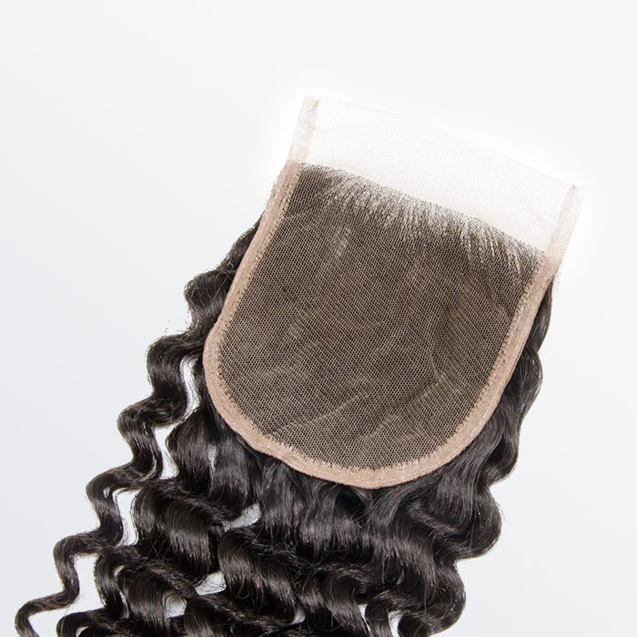 4" x 4" Deep Curly  Lace Closure #1B Natural Black