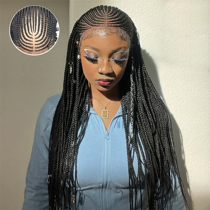 Fulani Braided Neat Braids Lace Front Wig