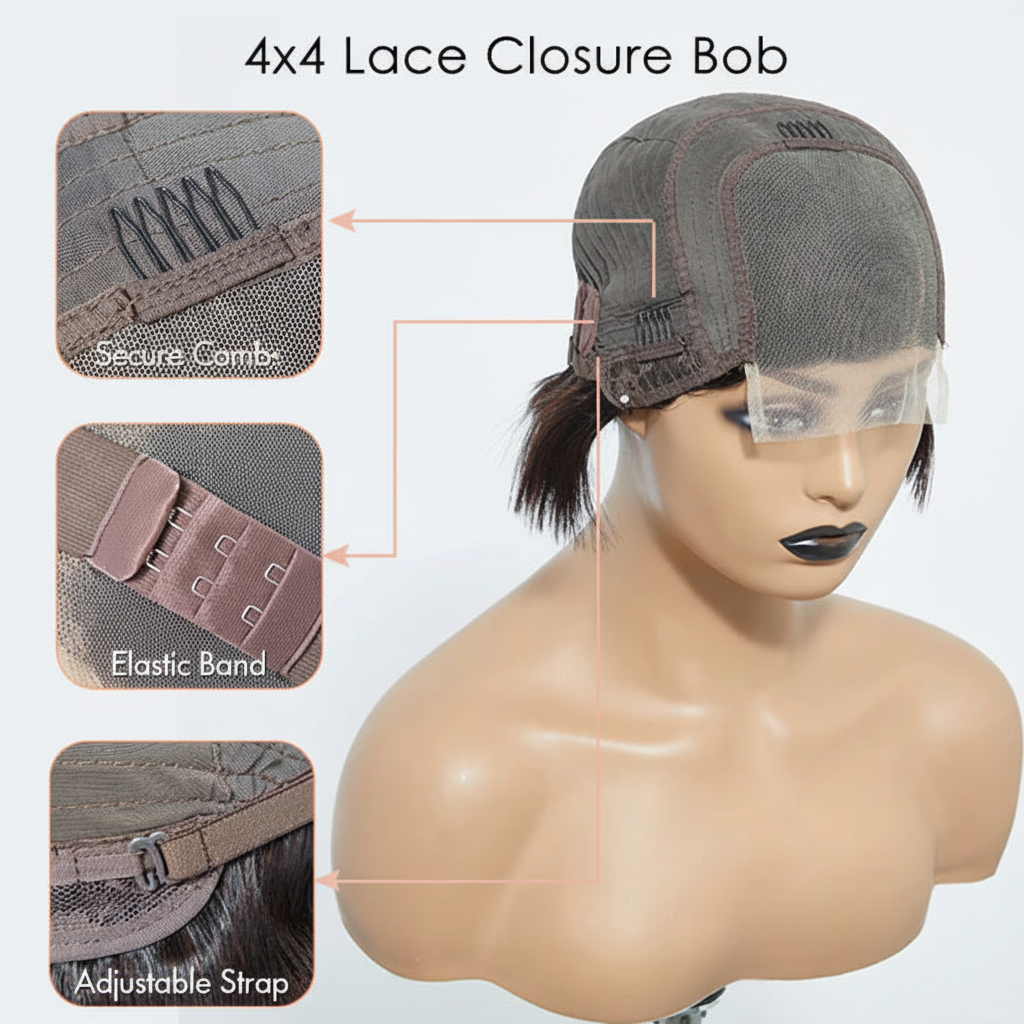 4x4 Lace Closure Bob with Pink