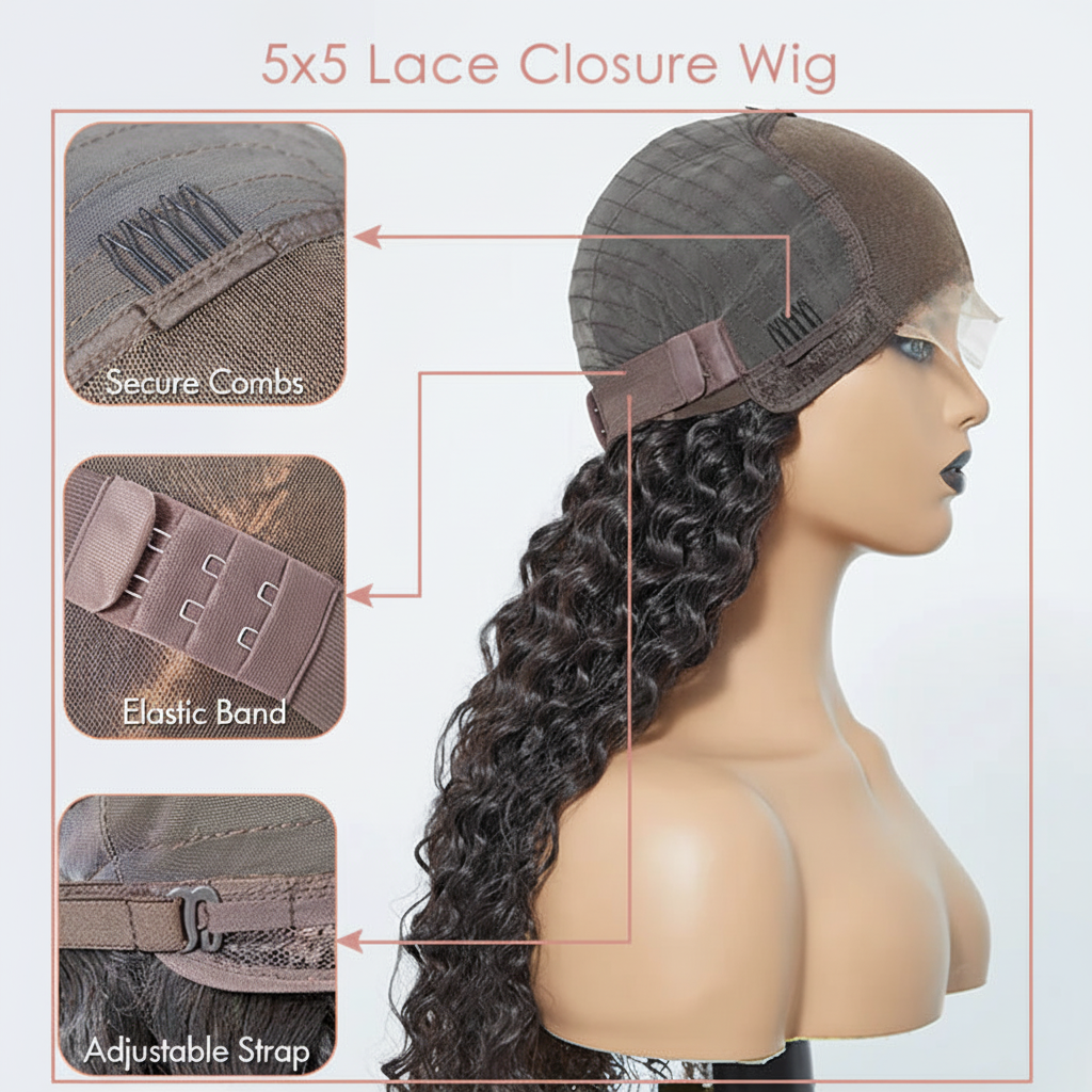 5x5 Lace Closure Wig Construction - Pink