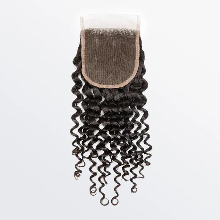 4" x 4" Deep Curly  Lace Closure #1B Natural Black