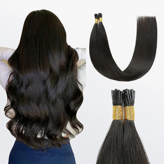 I-Tip Straight Hair Extensions - 1B