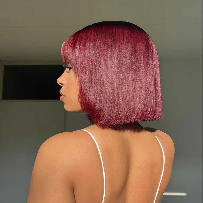 Layered Cut Lace Bob Wig With Bangs
