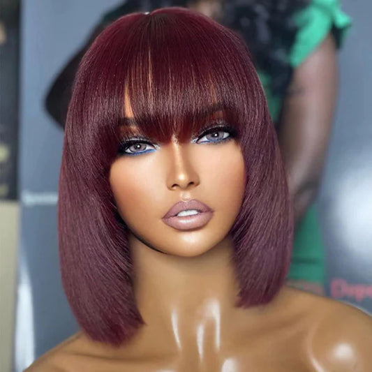 Layered Cut Lace Bob Wig With Bangs