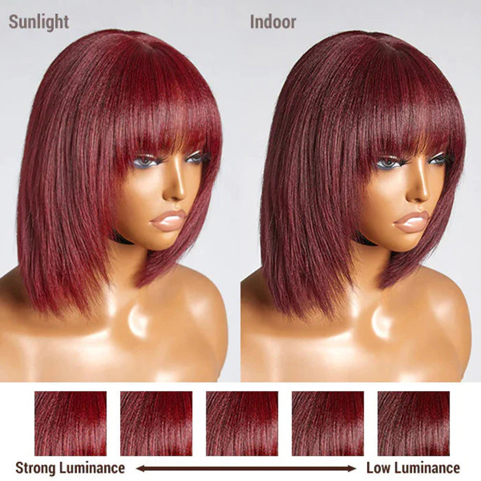 Layered Cut Lace Bob Wig With Bangs