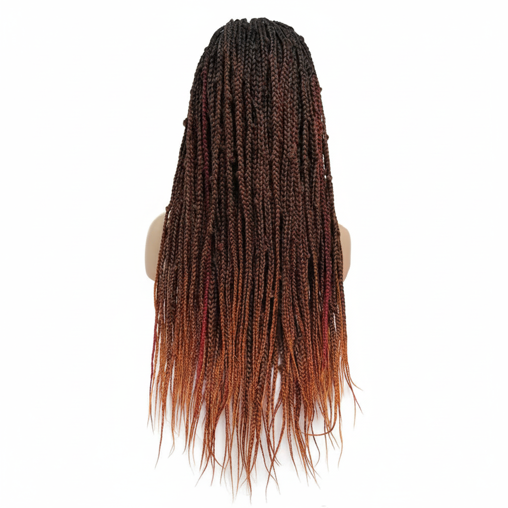 Black to Orange Box Braids Back View