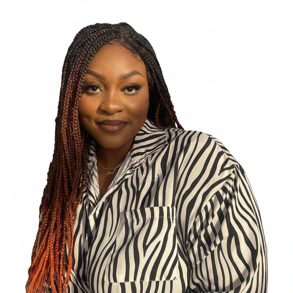 Black to Orange Box Braids Front View
