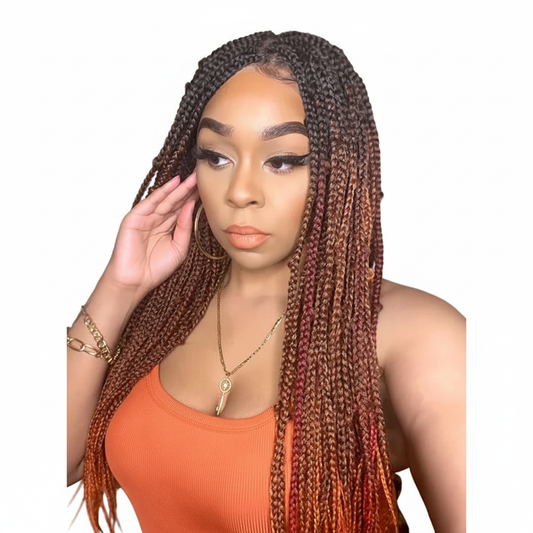 Black to Orange Box Braids Portrait