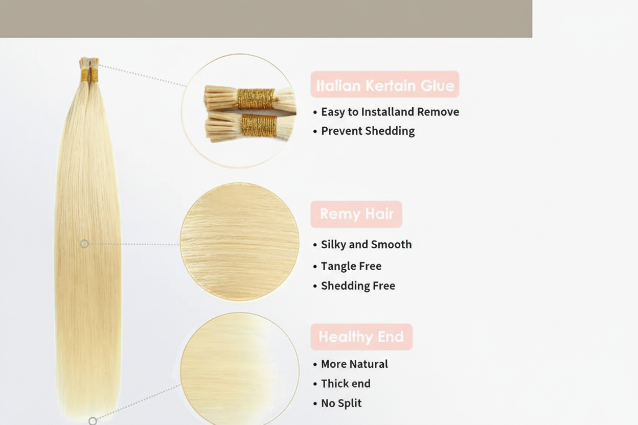 Blonde I-Tip Hair Quality