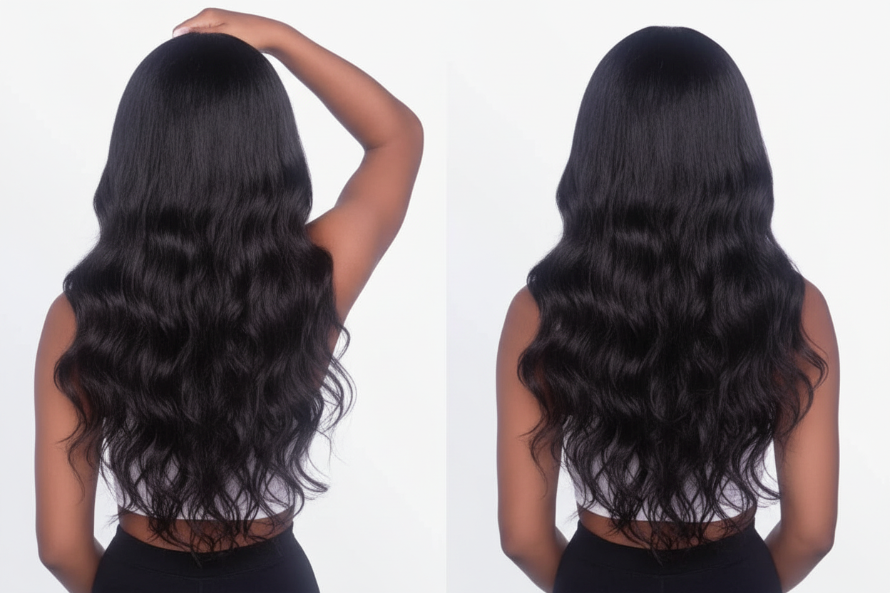 Body Wave Clip-In Extensions - Worn View