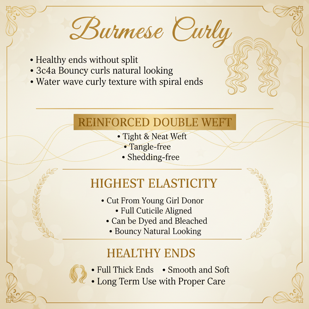 Burmese Curly Hair Infographic - Gold