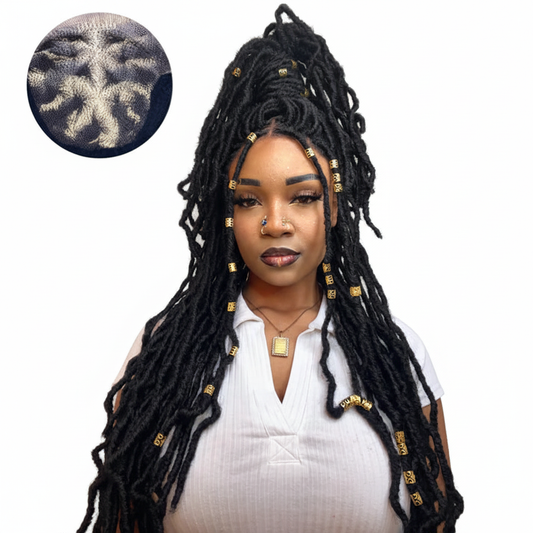 Faux Locs Half-Up Bun with Closure