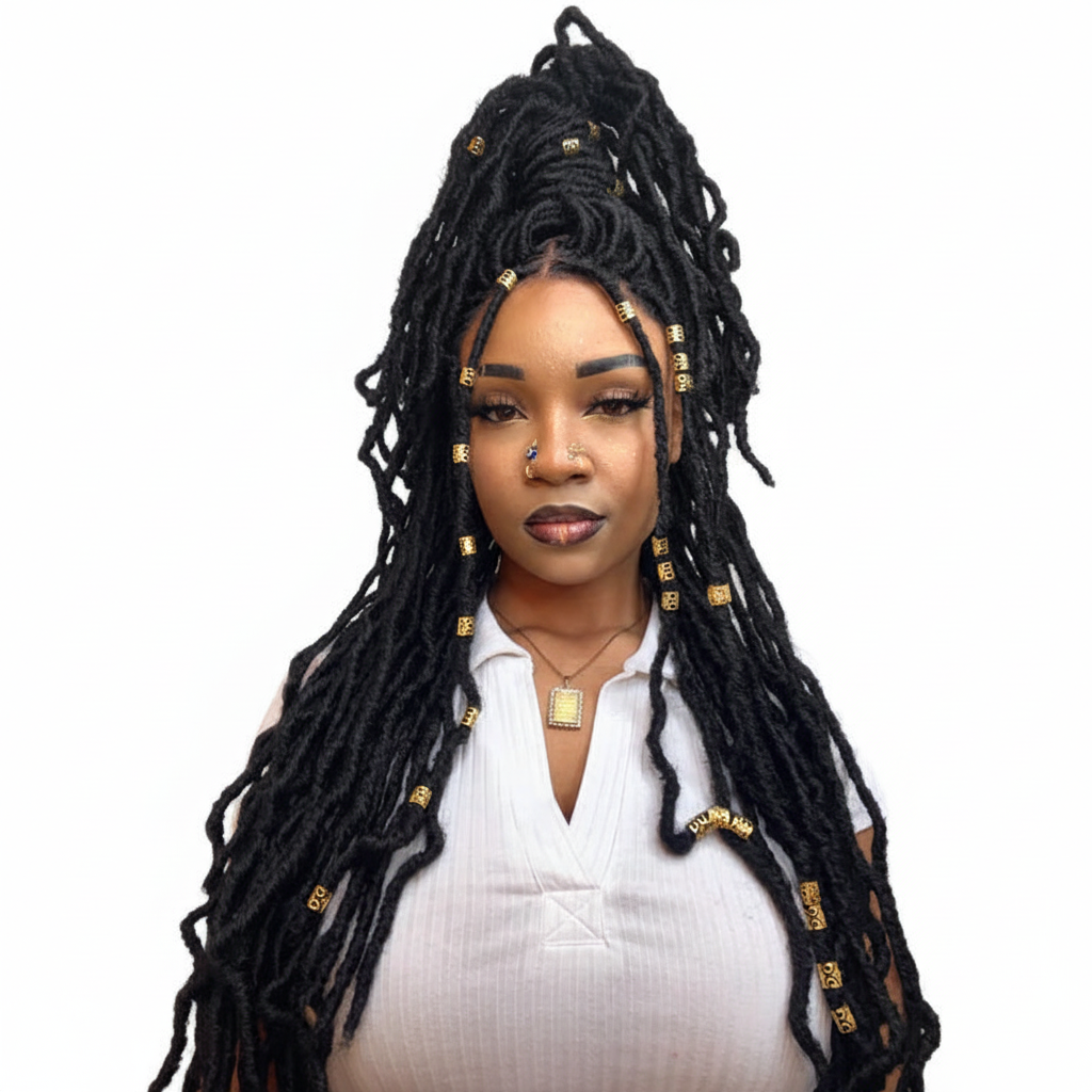 Faux Locs Half-Up Bun