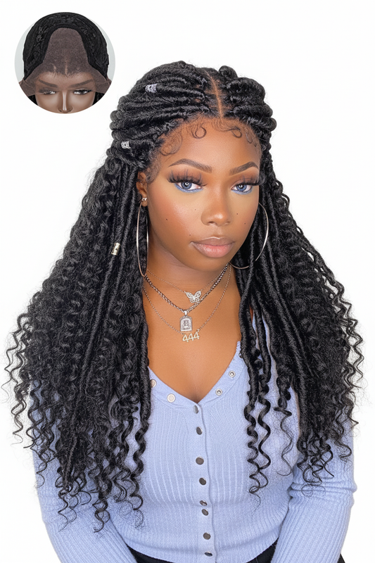 Goddess Locs Braided Wig Front View