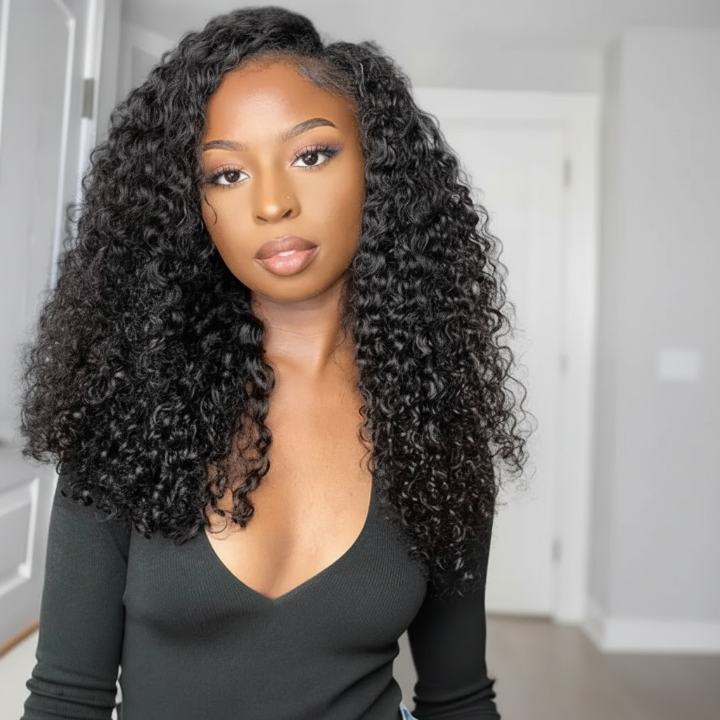 Model with curly hair