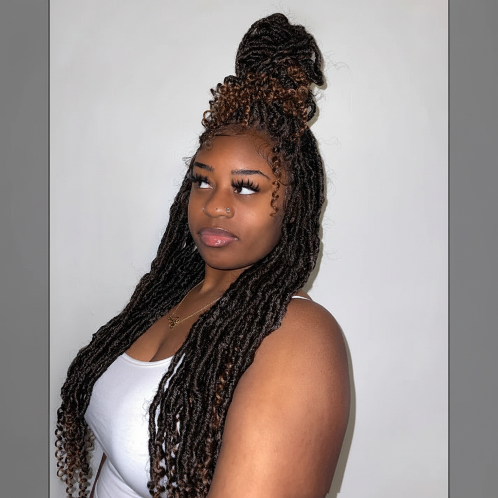 Ombre Goddess Locs Side View