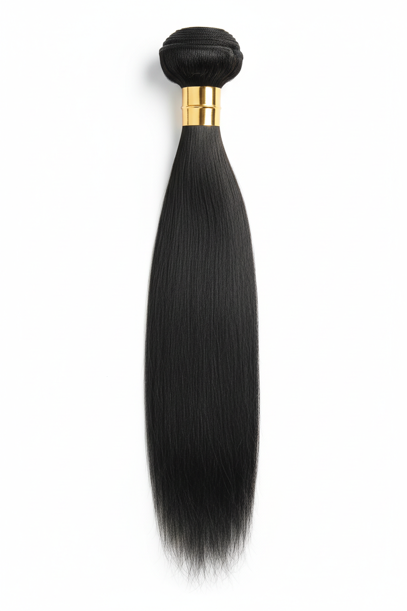Single Brazilian Virgin Straight Hair Bundle with Gold Band