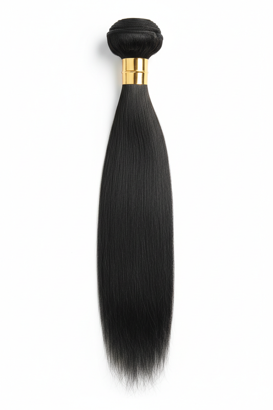Single Brazilian Virgin Straight Hair Bundle with Gold Band